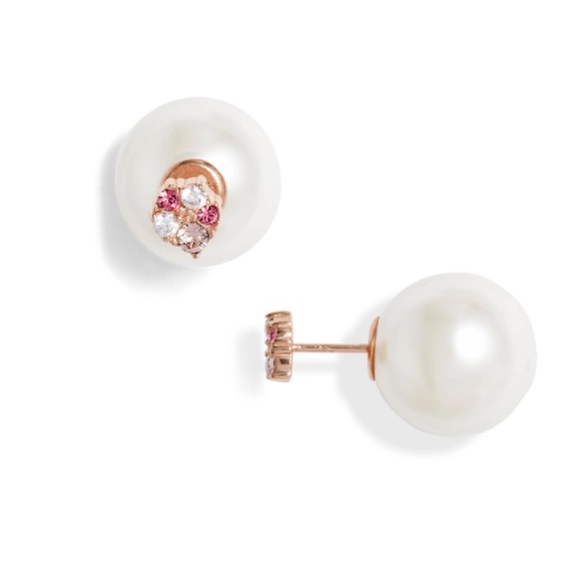OLIVIA BURTON Crystal Faux Pearl Stud Earrings - Picture 1 of 7